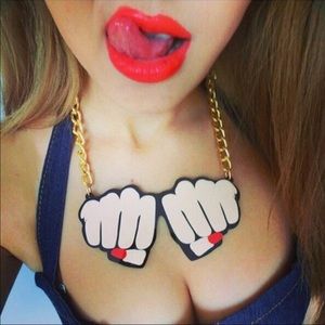 Acrylic necklace modern hands